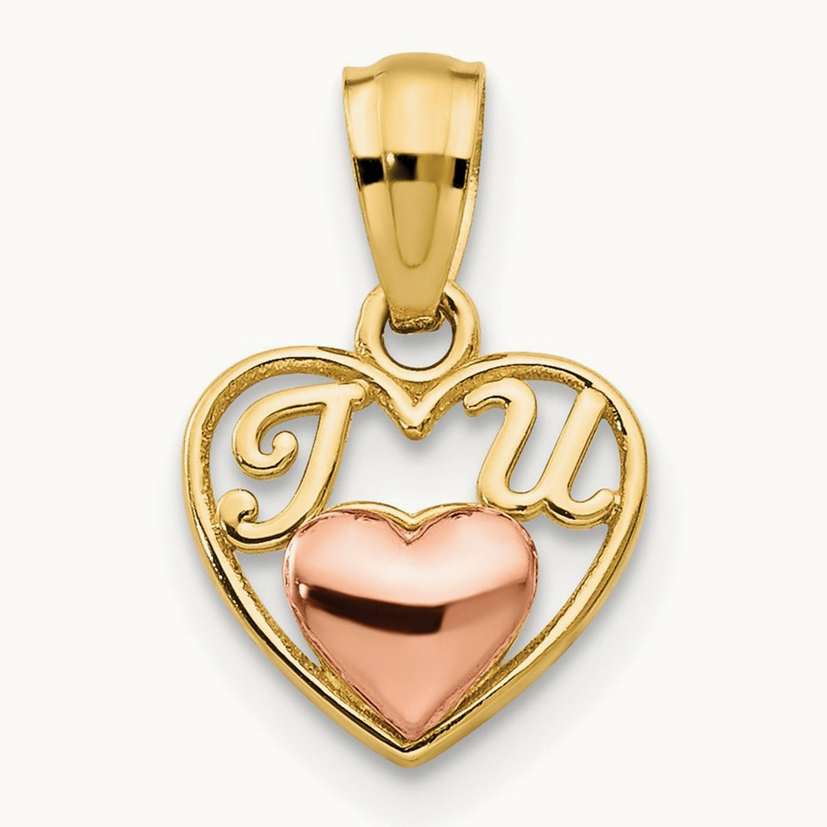 Mini I LOVE U Charm, 14K Two-tone