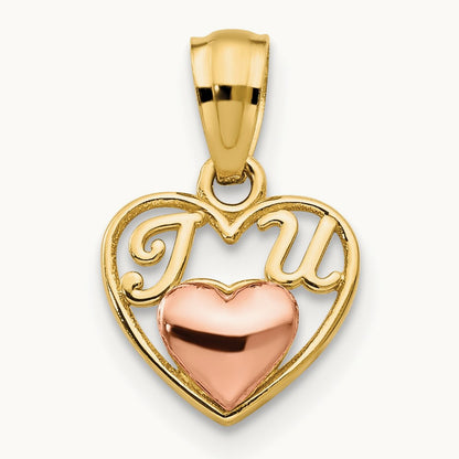 Mini I LOVE U Charm, 14K Two-tone