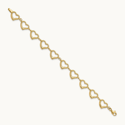 Polished Heart Link Bracelet — 7mm