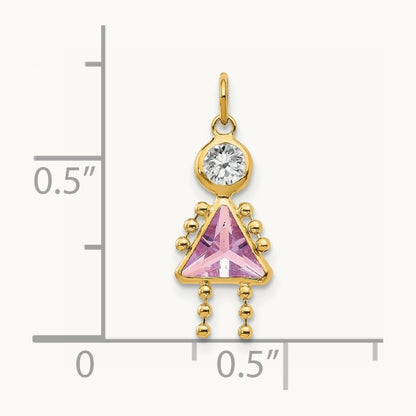 June Girl Birthstone Charm, 14K