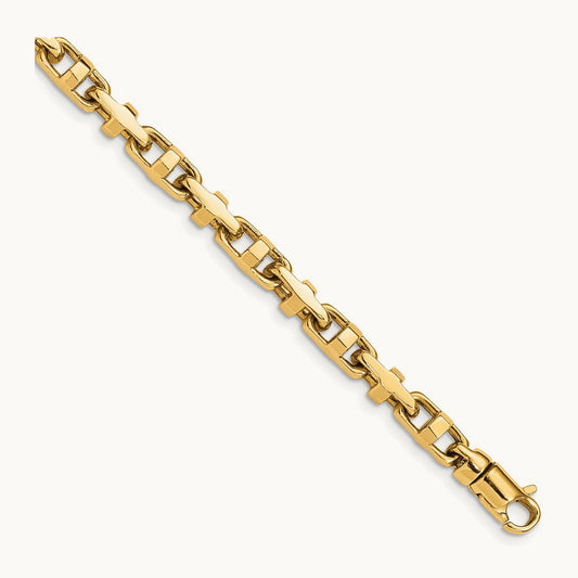 Hand-polished Fancy Link Bracelet, 5mm, 14K