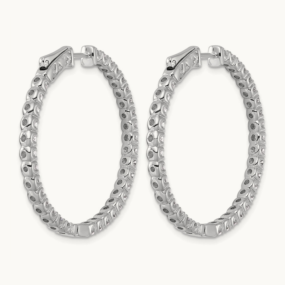 In/Out Safety Clasp Hoop Earrings, 3.00 ct tw Lab-Grown Diamond