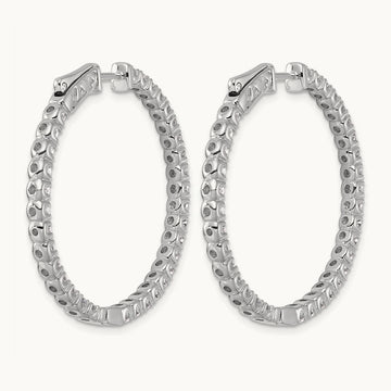 In/Out Safety Clasp Hoop Earrings, 3.00 ct tw Lab-Grown Diamond