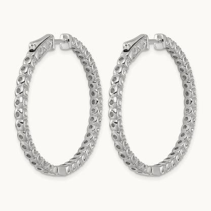 In/Out Safety Clasp Hoop Earrings, 3.00 ct tw Lab-Grown Diamond