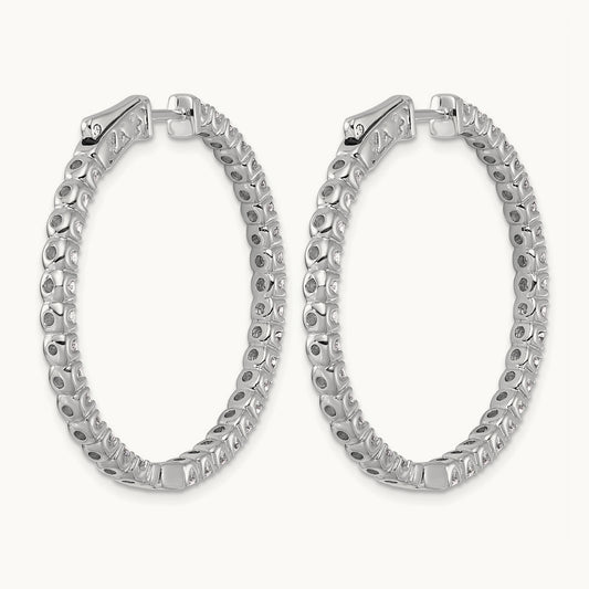 In/Out Safety Clasp Hoop Earrings, 3.00 ct tw Lab-Grown Diamond