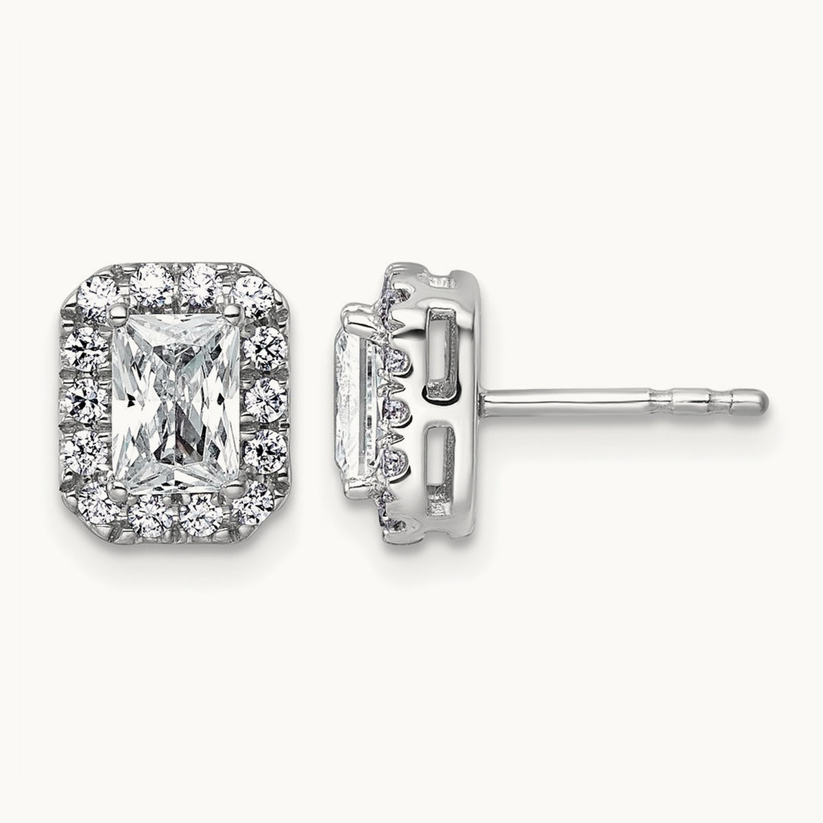Radiant Halo Post Earrings, 0.50-8.50 ct tw Lab-Grown Diamond — 1 1/3 ct, 14K White Gold