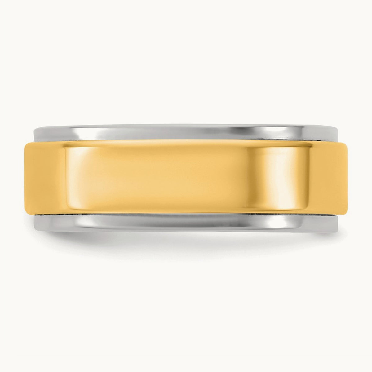 W/Y Step Edge Wedding Band, 7mm, 14K Two-tone