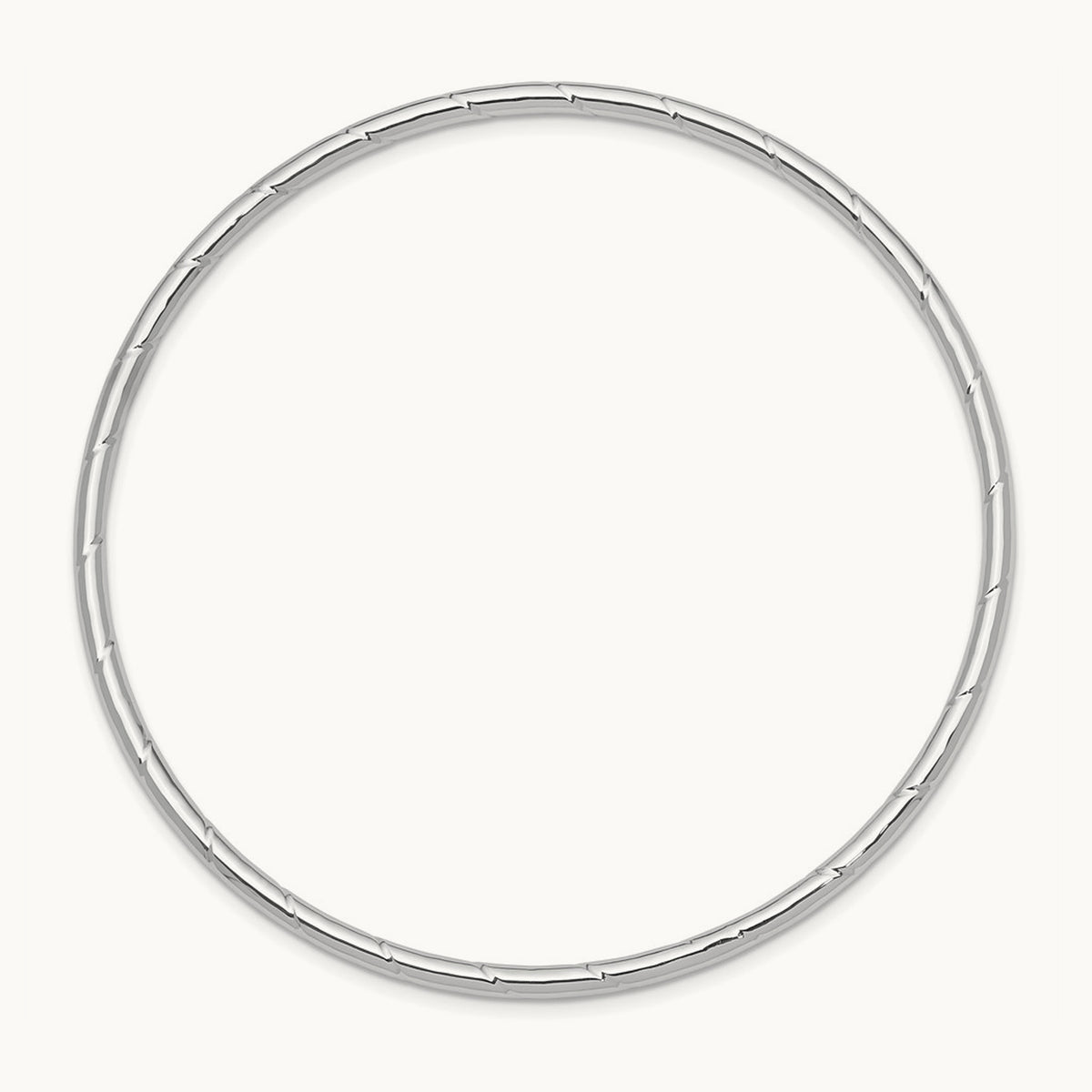 Grooved Slip-on Bangle — 14K White Gold