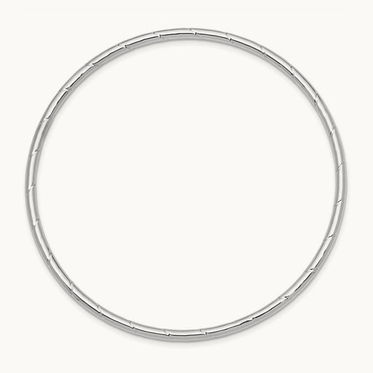 Grooved Slip-on Bangle — 14K White Gold