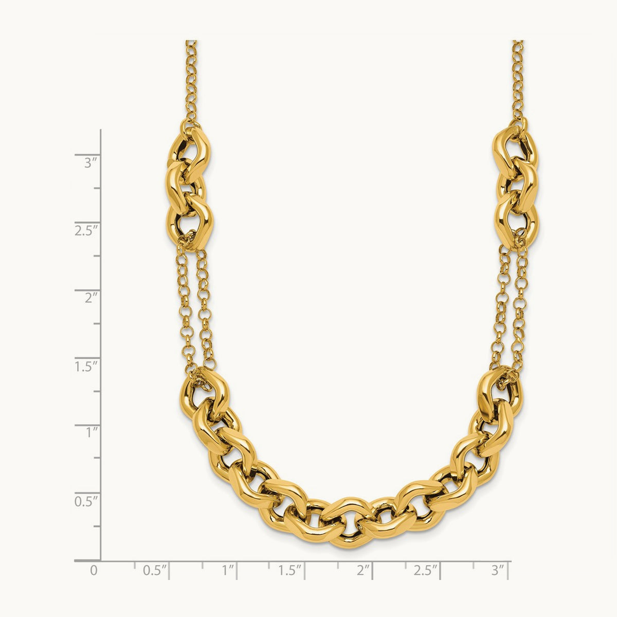 Polished 18in Fancy Multi Link Chain Necklace, 14K