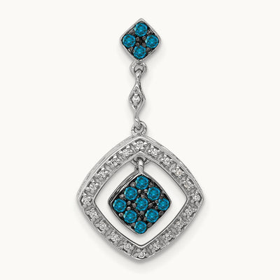 1/4ct. White and Blue Diamond Dangle Pendant, 14K White Gold