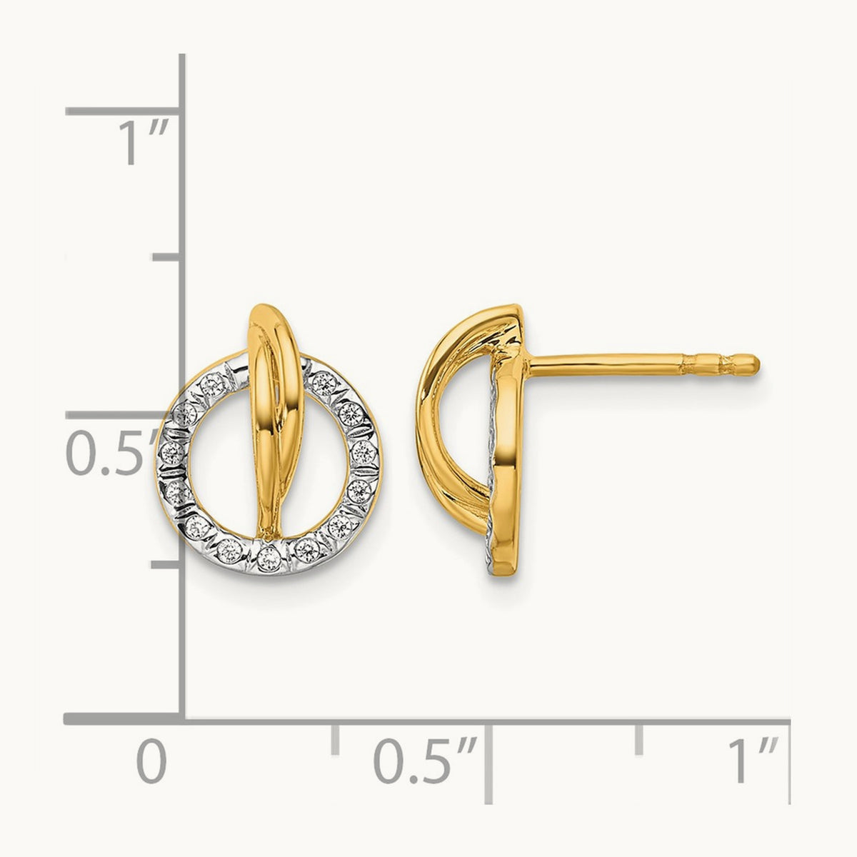 Polished Diamond Open Circle Drop Post Earrings, 14K