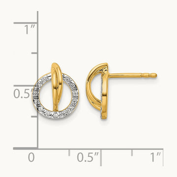 Polished Diamond Open Circle Drop Post Earrings, 14K