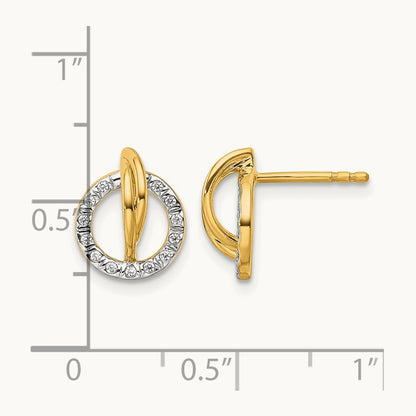 Polished Diamond Open Circle Drop Post Earrings, 14K