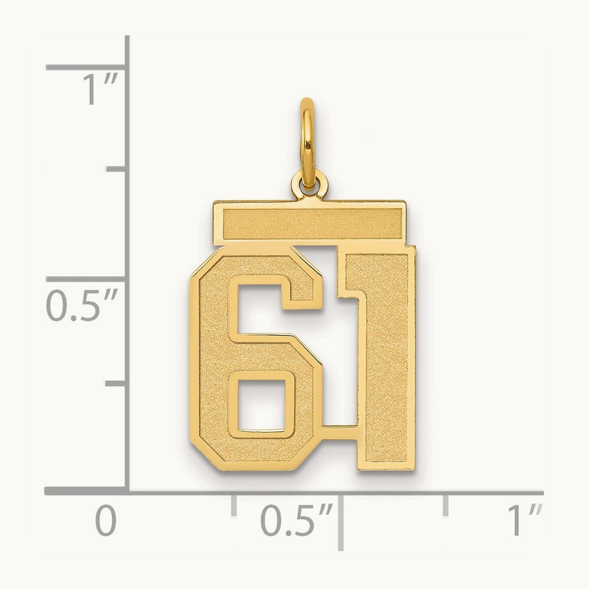 Medium Satin Number 61 Charm, 14K