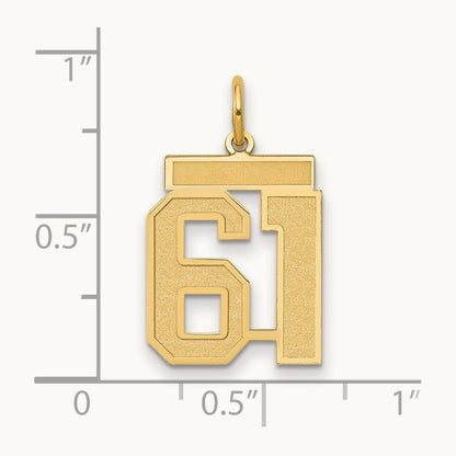 Medium Satin Number 61 Charm, 14K