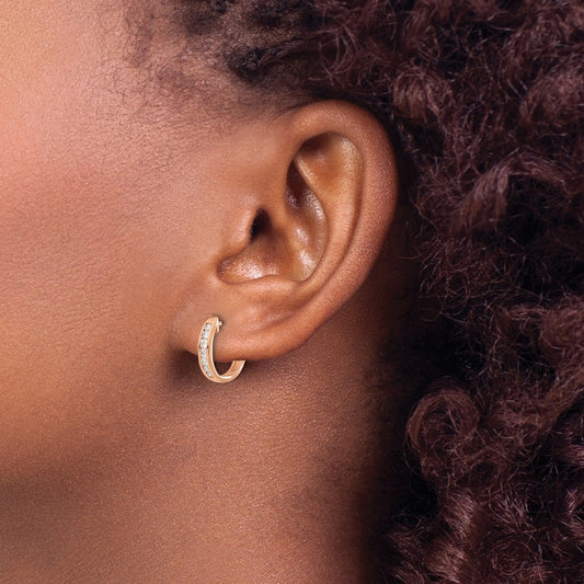 Diamond Hinged Hoop Earrings — 14K Rose Gold