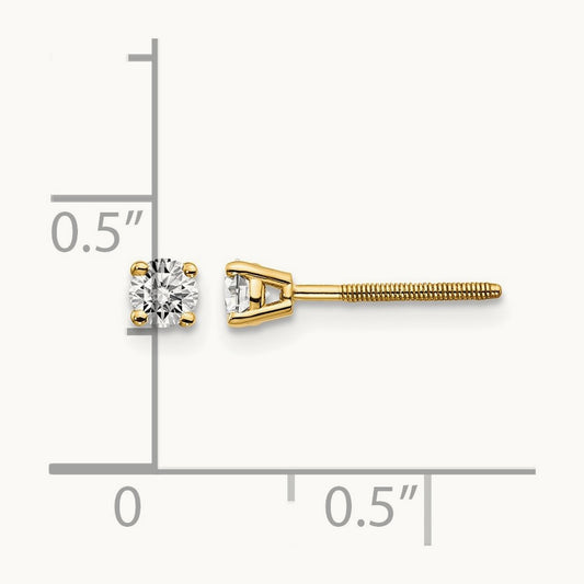 .25ct. VS2/SI1 G-I Diamond Stud Thread on/off Post Earrings, 14K Yellow Gold