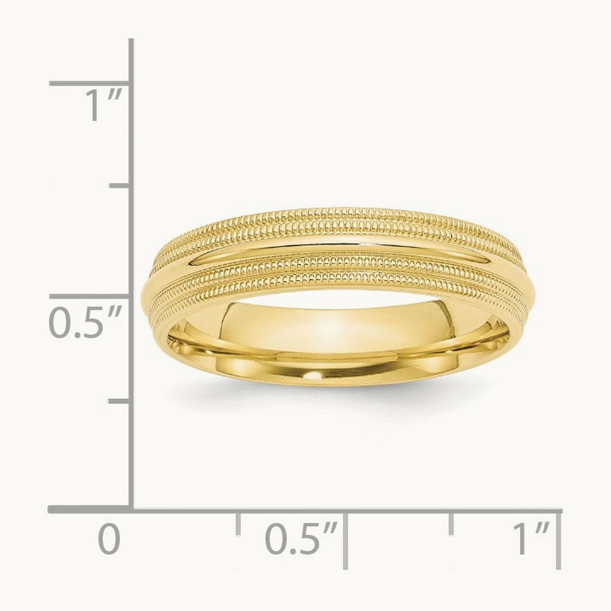 Double Milgrain Comfort Fit Band, 5mm, 10K Yellow Gold