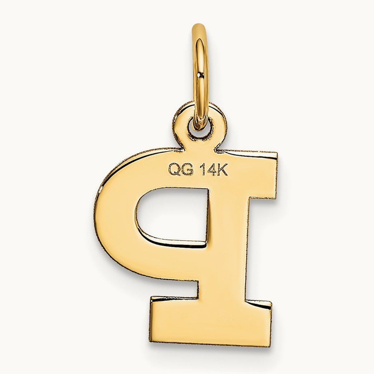 Small Block Initial Charm — 14K Yellow Gold, P