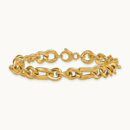 Polished 7.5in Figaro Link Bracelet, 14K