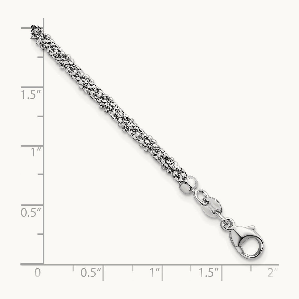 Textured Twisted Fancy Bead Bracelet, 3mm, 14K White