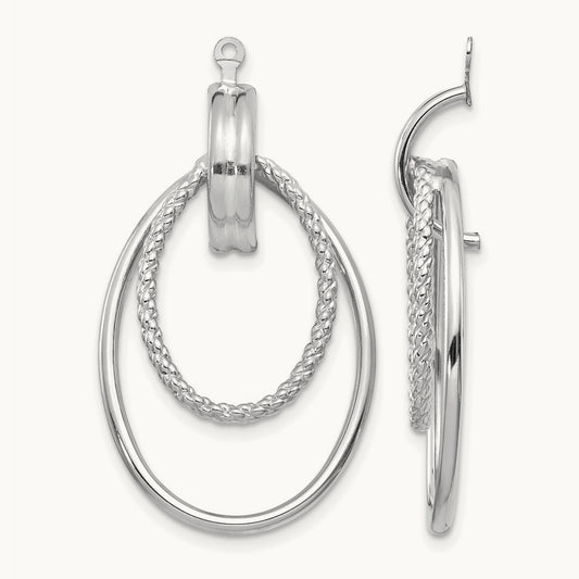 Polished Double Hoop Earring Jackets, 14K White Gold