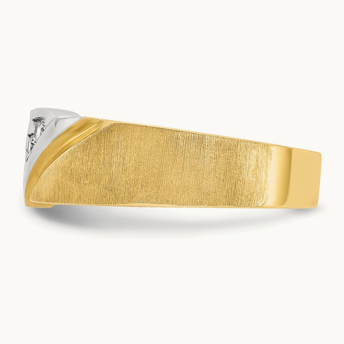 14ktt IBGoodman Men's Polished Satin & Grooved 4-Stone Diamond Ring