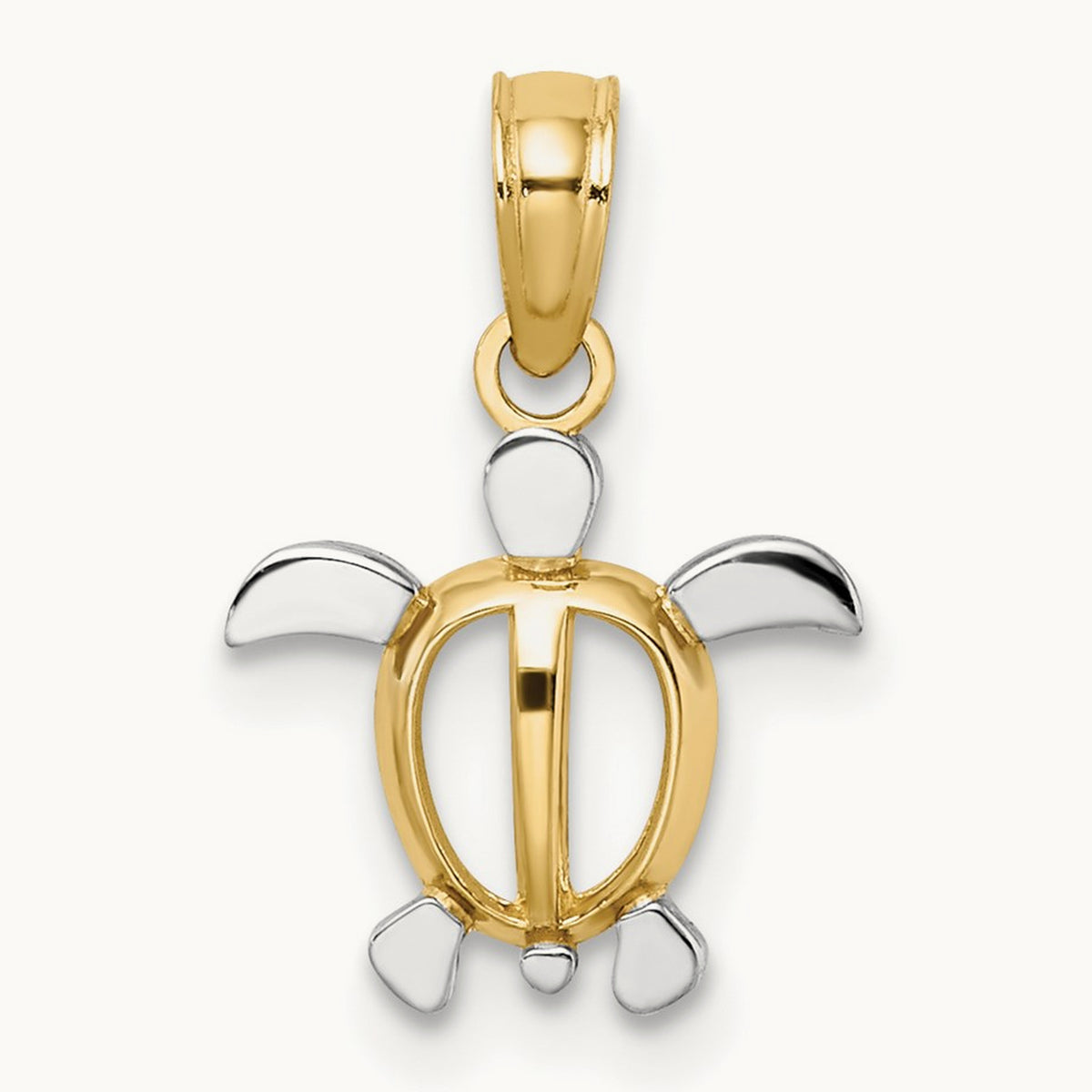 Sea Turtle Charm, 14K with White Rhodium