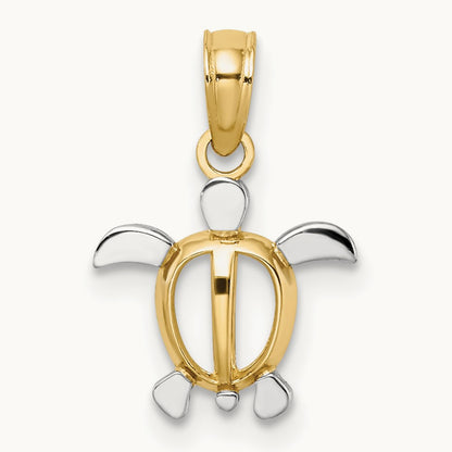 Sea Turtle Charm, 14K with White Rhodium
