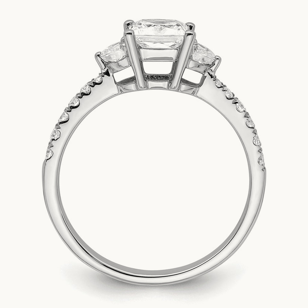 3 Stone Half Moon/Princess Semi-Mount Ring, 0.75 ct tw