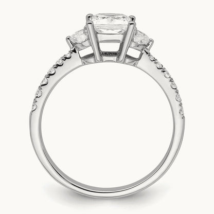3 Stone Half Moon/Princess Semi-Mount Ring, 0.75 ct tw