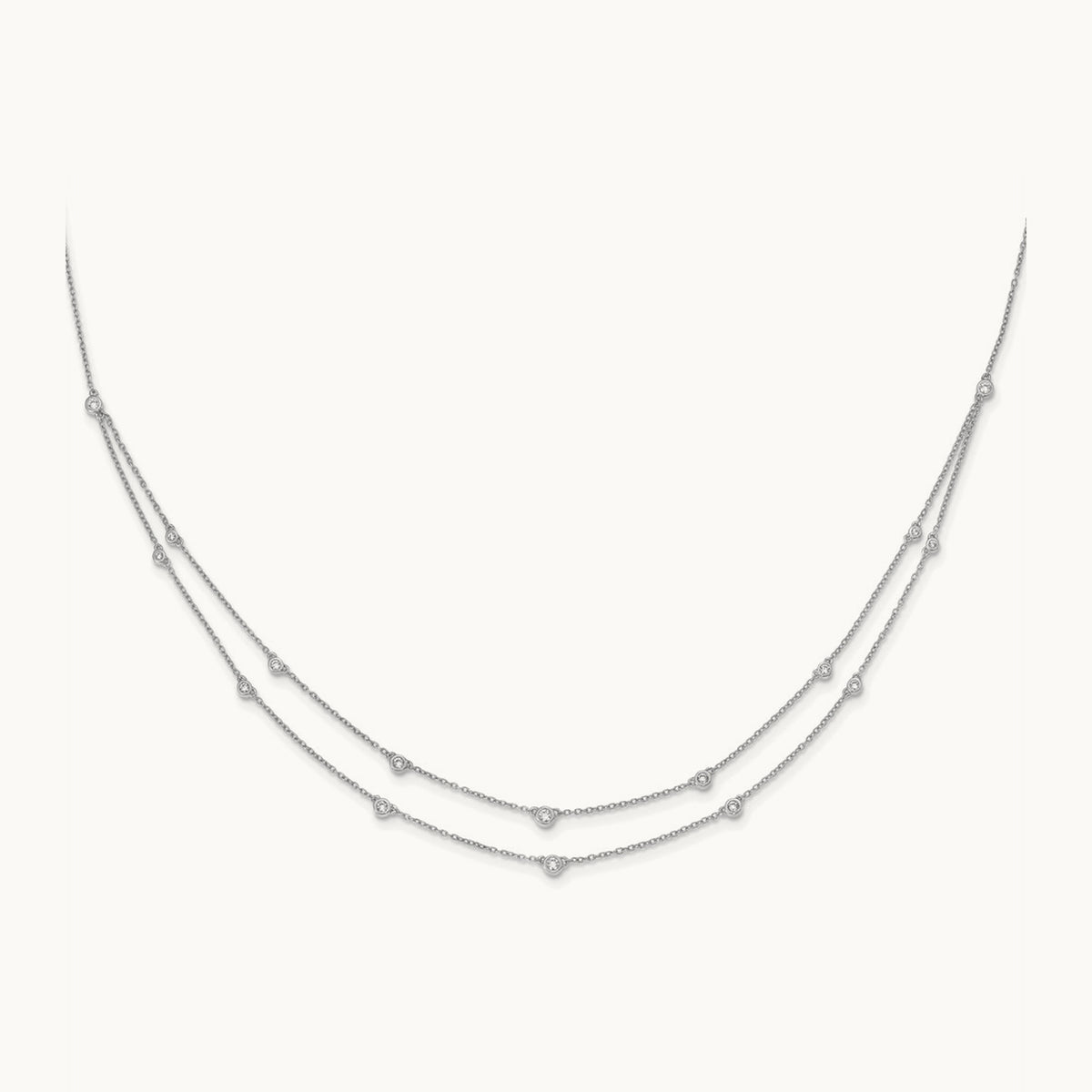16 Station Necklace, 0.50 ct tw Lab-Grown Diamond — 14K White Gold