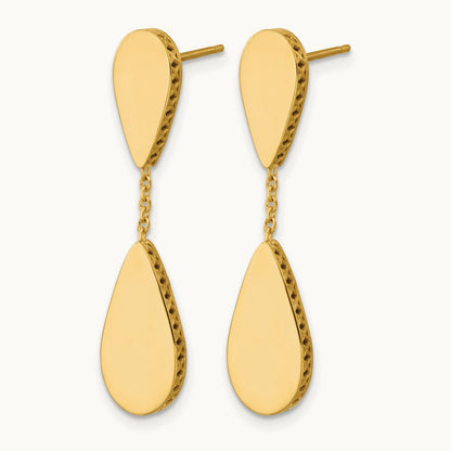 Polished and Satin Teardrop Post Dangle Earrings, 14K — Leslie's