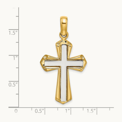 Polished Cross Charm, 14K Two-tone