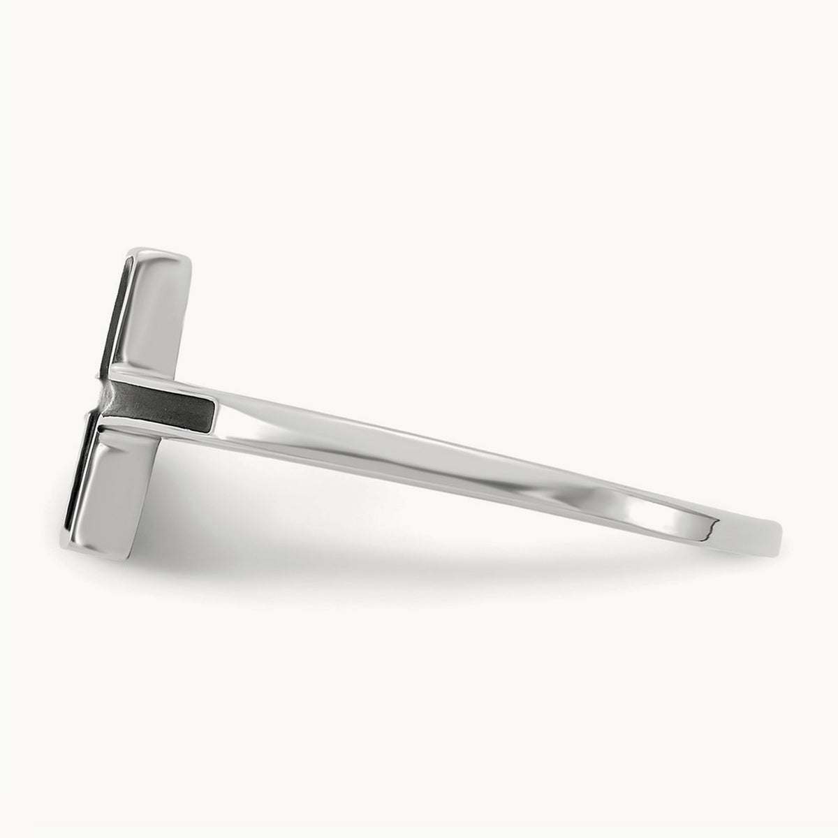Antiqued Sideways Cross Ring — 14K White Gold