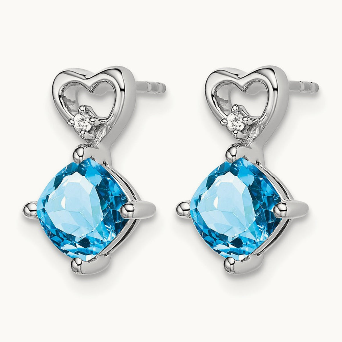 Amethyst and Diamond Heart Earrings — photo set