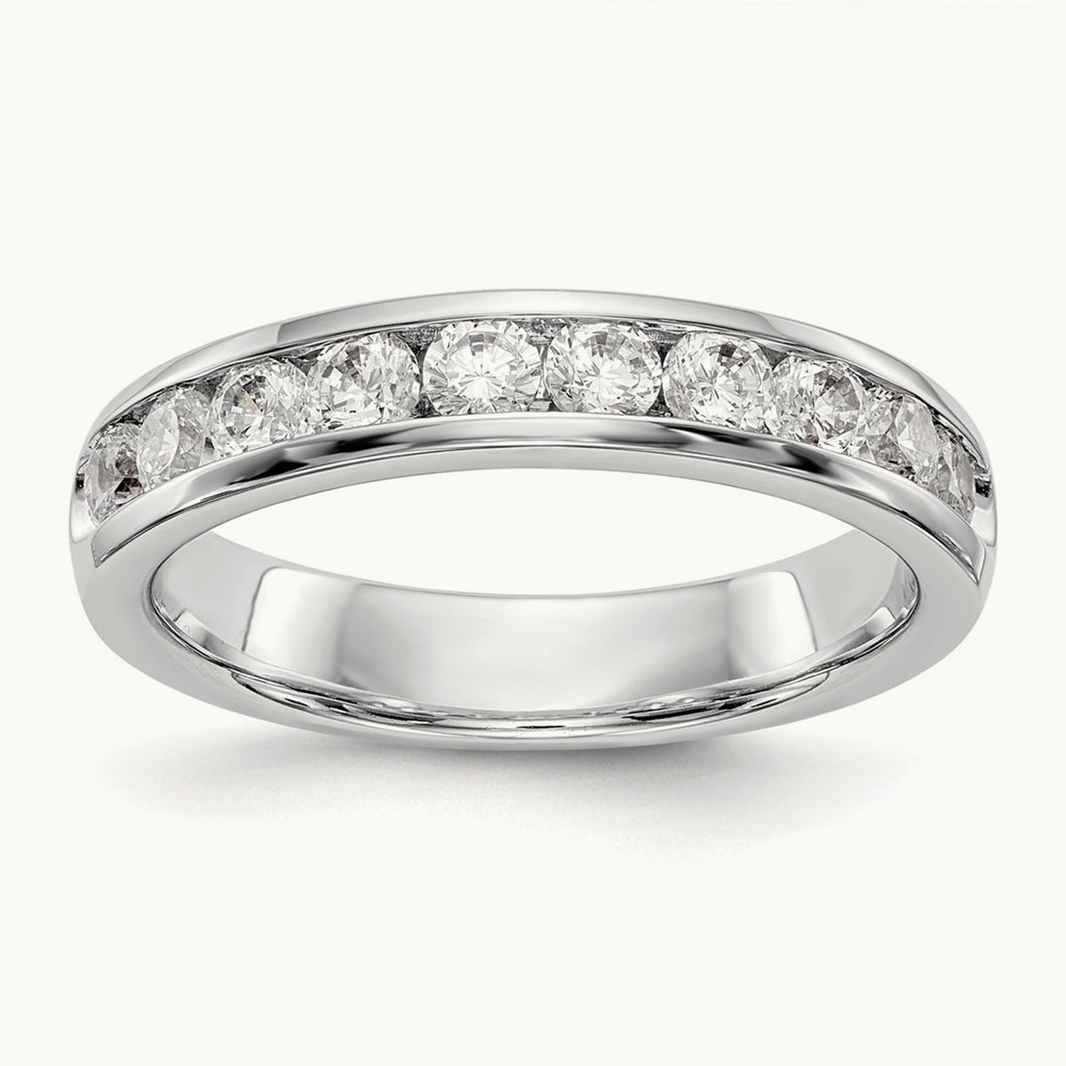 10-Stone Diamond Channel Band, 14K White Gold