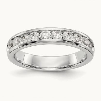 10-Stone Diamond Channel Band, 14K White Gold