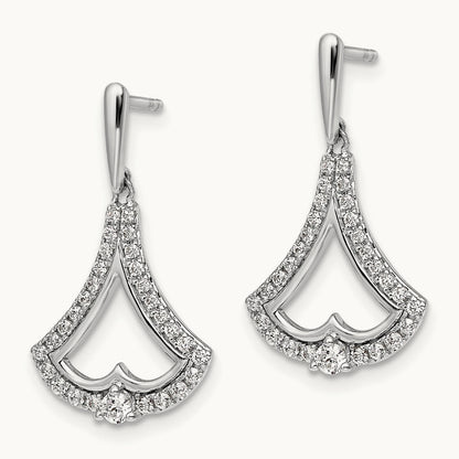 Diamond Post Dangle Earrings, 14K White Gold
