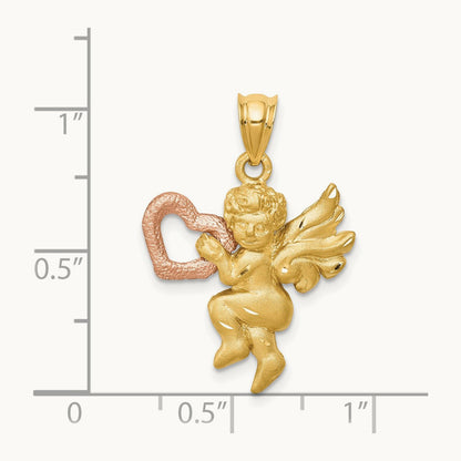 Satin Angel Charm, 14K Two-tone