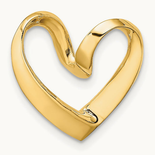 Polished Heart Chain Slide — 14K Yellow Gold, 20.8mm