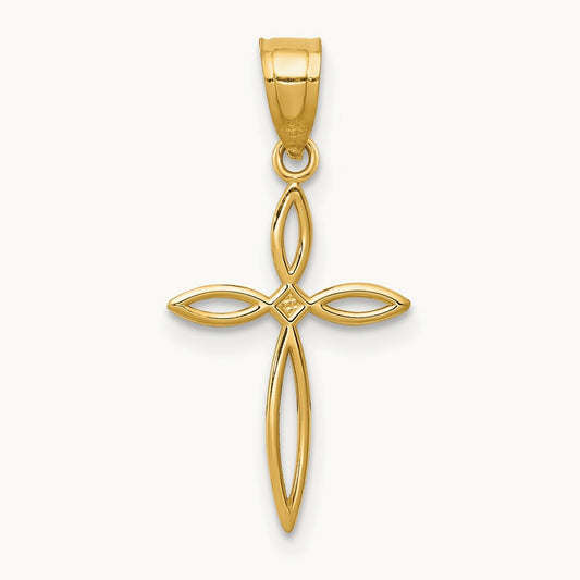 Passion Cross Charm — 14K Yellow Gold