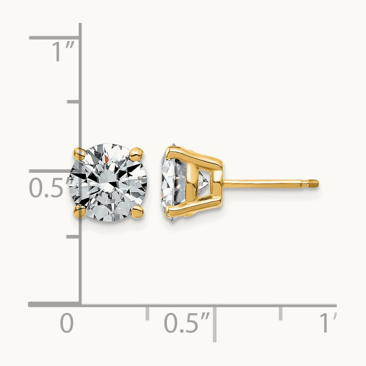 Round Angled Stud Earrings, 0.50-4.00 ct tw Lab-Grown Diamond — 3 ct, 14K Yellow Gold