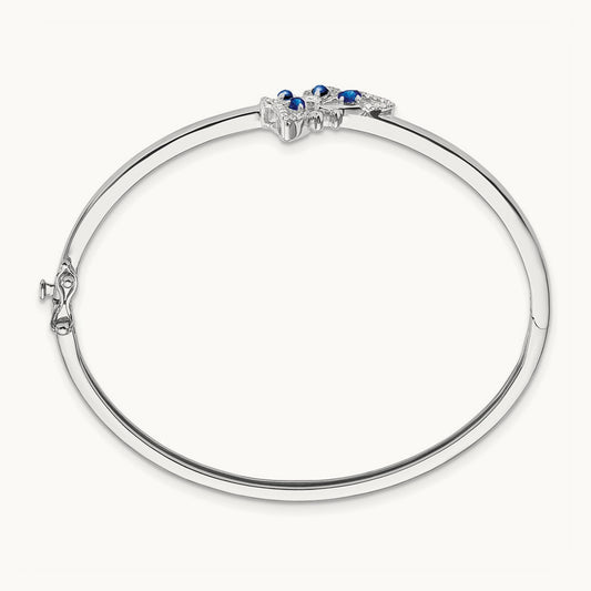 Sapphire and Diamond Butterfly Bangle, 14K White Gold
