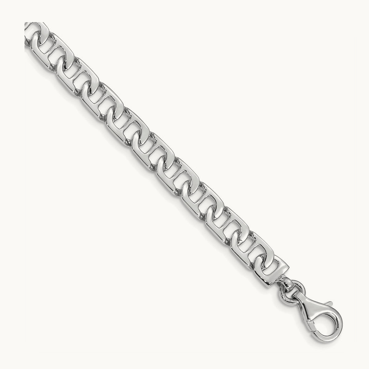 Hand-polished Fancy Anchor Link Bracelet — 14K White Gold, 6.5mm