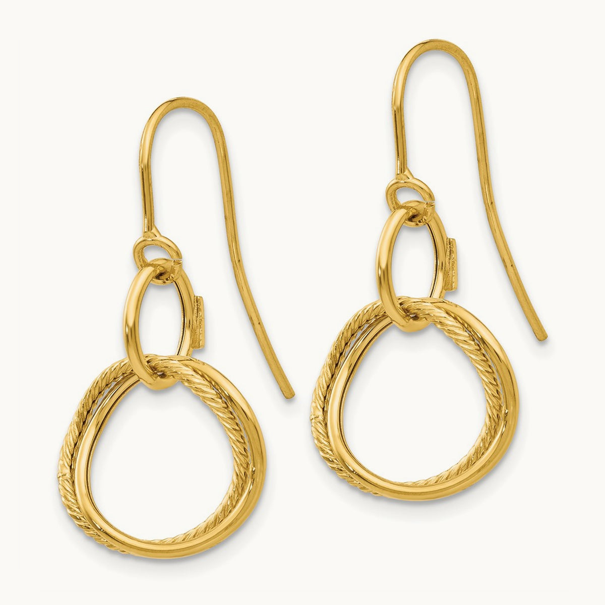 Small Twisted Circle Shepherd Hook Earrings — 14K Yellow Gold