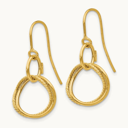 Small Twisted Circle Shepherd Hook Earrings — 14K Yellow Gold