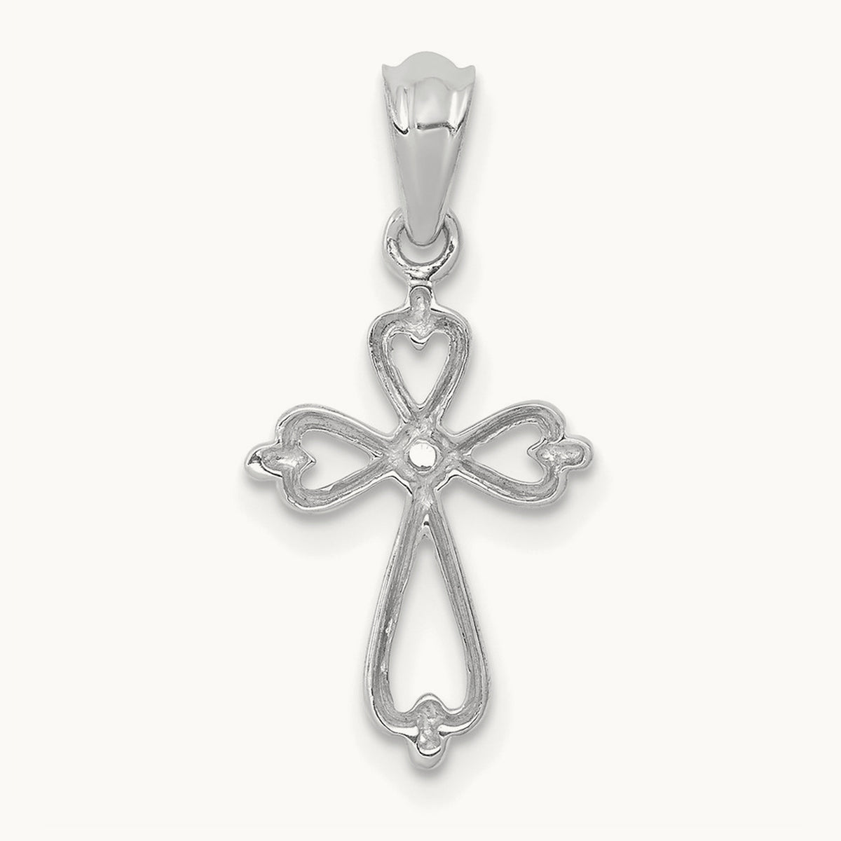 Diamond Accented Cross Pendant — 14K White Gold, 21.5mm