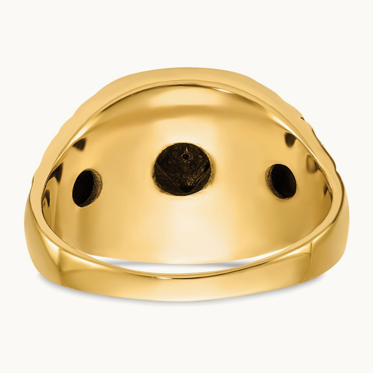 Polished, Antiqued and Nugget Texture Diamond Masonic Ring, 14K